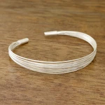 Sterling silver cuff bracelet, 'Gleaming Delight' - Sterling Silver Cuff Bracelet Crafted in India