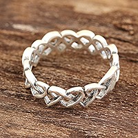 Bandring aus Sterlingsilber, „Celtic Hearts“ – Bandring aus Sterlingsilber mit keltischem Herz aus Indien