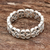 Sterling silver band ring, 'Happy Petals' - Petal Pattern Sterling Silver Band Ring from India (image 2b) thumbail