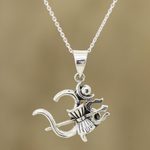 Sterling silver pendant necklace, 'Shiva's Grace' - Sterling Silver Shiva Trident Pendant Necklace from India