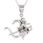 Sterling silver pendant necklace, 'Shiva's Grace' - Sterling Silver Shiva Trident Pendant Necklace from India
