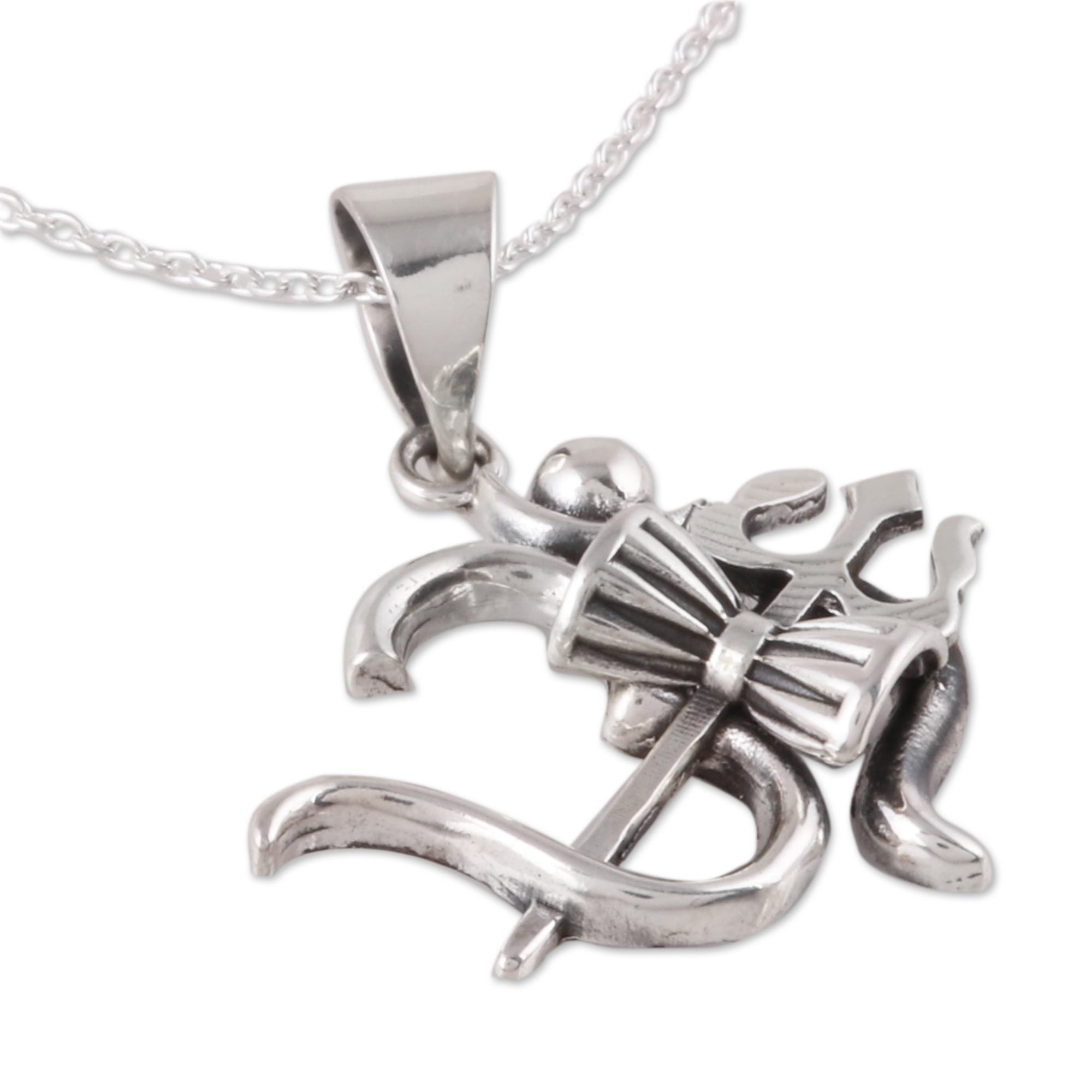 Sterling Silver Shiva Trident Pendant Necklace from India - Shiva's ...