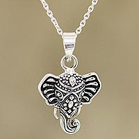 Sterling silver pendant necklace, Graceful Ganesha