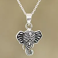 Sterling silver pendant necklace, Graceful Ganesha