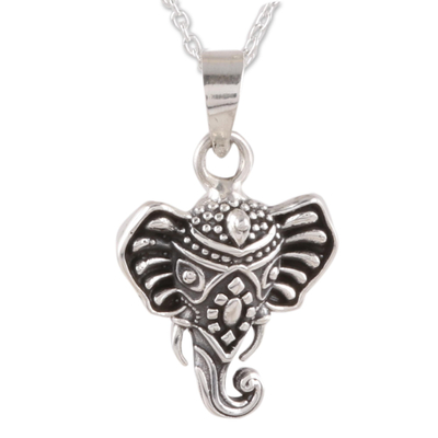 Sterling silver pendant necklace, 'Graceful Ganesha' - Sterling Silver Ganesha Pendant Necklace from India