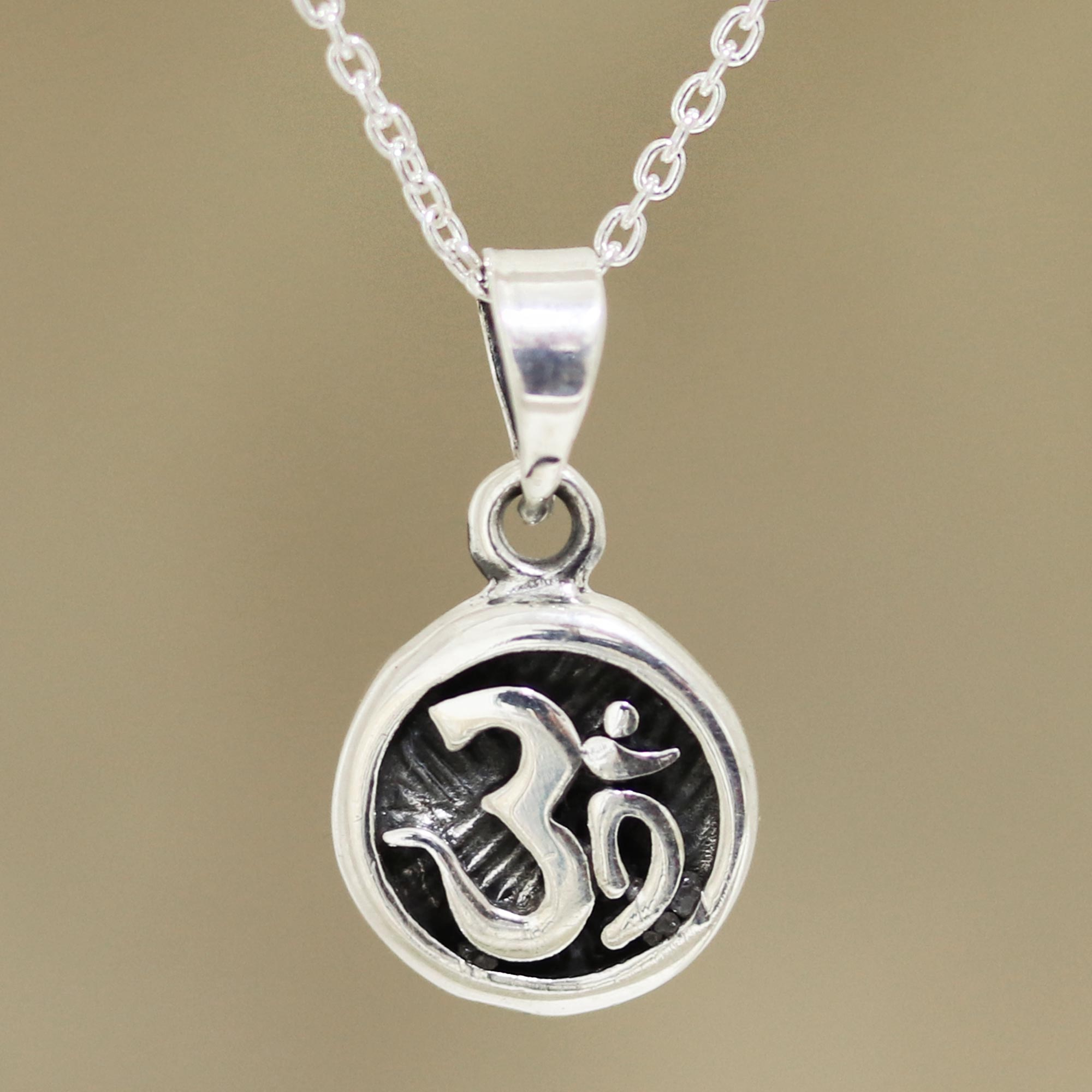 Sterling Silver Pendant Necklace Depicting Om Symbol - Thoughtful Om ...