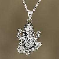 Featured review for Sterling silver pendant necklace, Loving Ganesha
