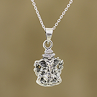 Sterling silver pendant necklace, 'Majestic Ganesha' - Ganesha Sterling Silver Pendant Necklace from India