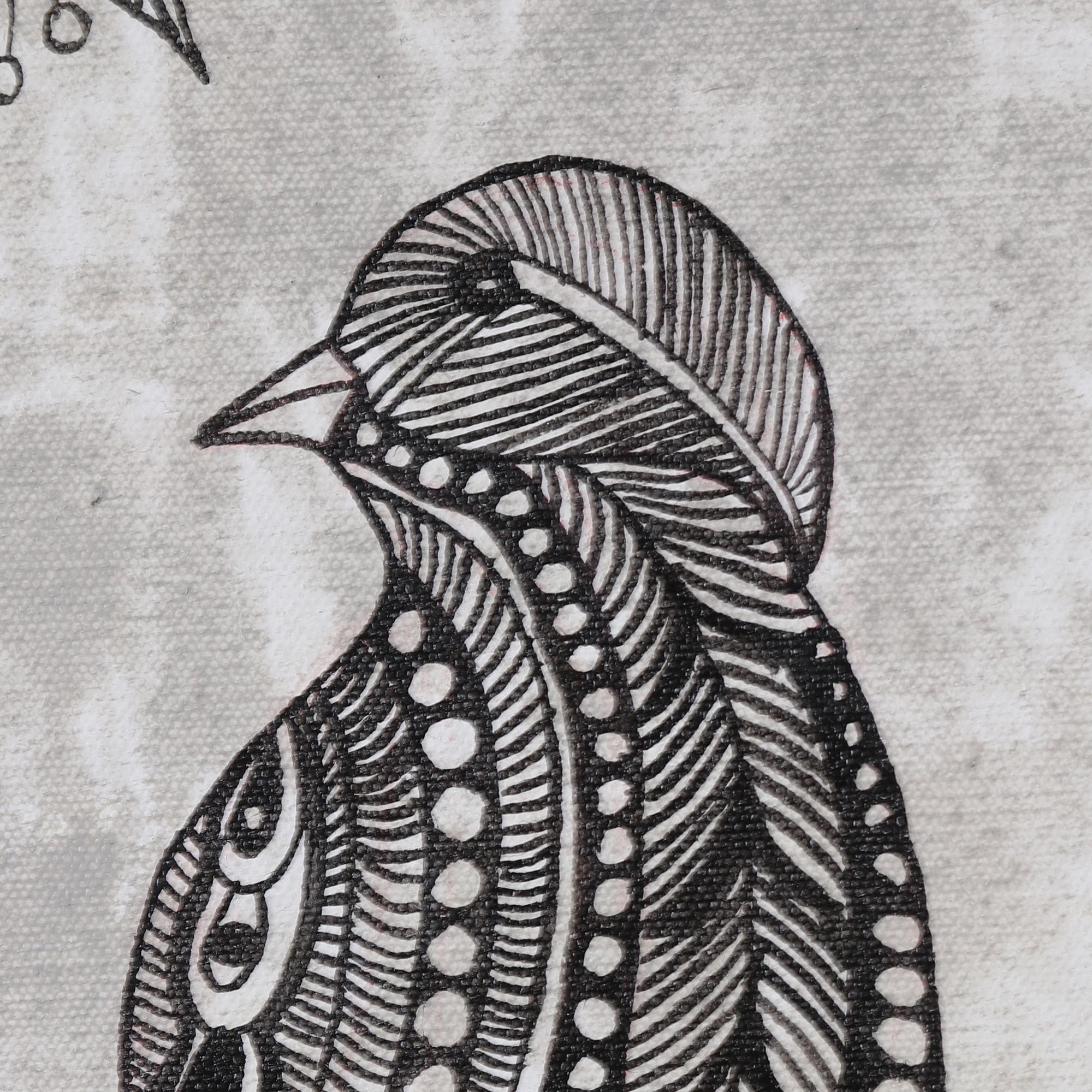 Signed Black and White Folk Art Painting of a Bird Searching NOVICA