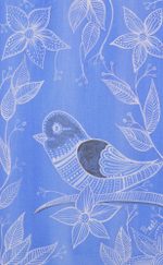 'Spring Delight' - Signed Blue Folk Art Painting of a Bird from India