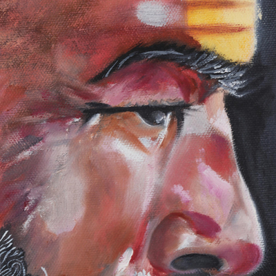 „Sadhu I“ – signiertes realistisches Gemälde eines Sadhu im Profil aus Indien