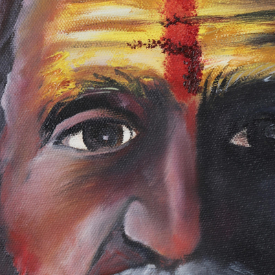 „Sadhu III“ – signiertes realistisches Gemälde eines hinduistischen Sadhu aus Indien