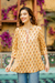 Rayon tunic, 'Beige Blossoms' - Floral Rayon Tunic in Beige from India