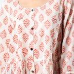 Cotton blouse, 'Sweet Honeysuckle' - Printed Cotton Blouse in Salmon from India