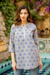 Cotton tunic, 'Royal Ash Grey' - Printed Cotton Tunic in Ash from India thumbail