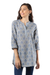 Cotton tunic, 'Royal Ash Grey' - Printed Cotton Tunic in Ash from India (image 2c) thumbail