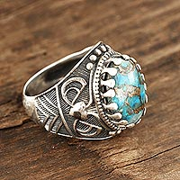 Mens sterling silver ring, Worldly