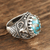 Men's sterling silver ring, 'Worldly' - Men's Sterling Silver and Composite Turquoise Ring (image 2) thumbail