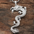 Men's sterling silver pendant necklace, 'Dragon Majesty' - Wavy Men's Sterling Silver Dragon Necklace from India (image 2b) thumbail