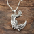 Anhänger-Halskette aus Sterlingsilber, 'Drachenhalbmond'. - Drachenhalbmondkette aus Sterlingsilber mit Anhängern aus Indien
