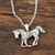 Collar colgante de plata esterlina - Collar de caballo de plata esterlina con patrón de remolino de la India