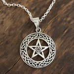 Sterling silver pendant necklace, 'Celtic Star' - Celtic Motif Sterling Star Pendant Necklace from India