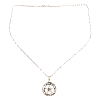 Collar colgante de plata esterlina - Collar con colgante de estrella de ley con motivo celta de la India