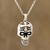 Collar colgante de plata de ley - Collar con colgante de cruz de calavera de plata de ley de la India