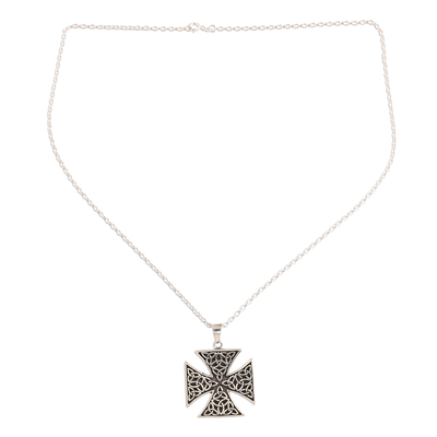 Halskette mit Anhänger aus Sterlingsilber - Halskette mit keltischem Kreuz-Anhänger aus Sterlingsilber aus Indien