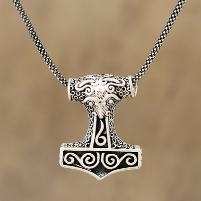 Sterling silver pendant necklace, Thor Bull