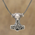 Sterling silver pendant necklace, 'Thor Bull' - Bull-Themed Sterling Silver Thor's Hammer Necklace thumbail