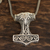 Sterling silver pendant necklace, 'Thor Bull' - Bull-Themed Sterling Silver Thor's Hammer Necklace (image 2b) thumbail