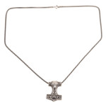 Sterling silver pendant necklace, 'Thor Bull' - Bull-Themed Sterling Silver Thor's Hammer Necklace