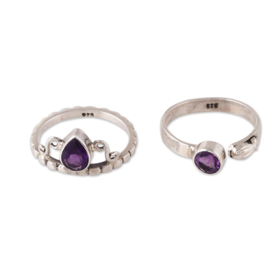 Faceted Amethyst Rings from India (Pair)