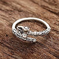 Sterling silver wrap ring, 'Powerful Shiva' - Shiva-Themed Sterling Silver Wrap Ring from India