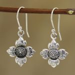 Sterling silver dangle earrings, 'Floral Eternity' - Floral Sterling Silver Dangle Earrings from Indai