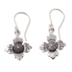 Sterling silver dangle earrings, 'Floral Eternity' - Floral Sterling Silver Dangle Earrings from Indai