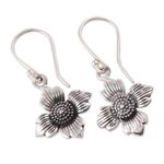 Sterling silver dangle earrings, 'Floral Eternity' - Floral Sterling Silver Dangle Earrings from Indai