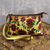 Hand-painted leather sling, 'Floral Romance' - Red and Yellow Floral Motif Leather Sling from India thumbail