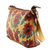 Hand-painted leather sling, 'Floral Romance' - Red and Yellow Floral Motif Leather Sling from India (image 2c) thumbail