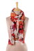 Wool shawl, 'Morning Allure' - Red and Orange Floral Wool Shawl from India (image 2b) thumbail