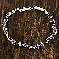 Amethyst and Sterling Silver Figure Eight Link Bracelet,'Beauty to Infinity'