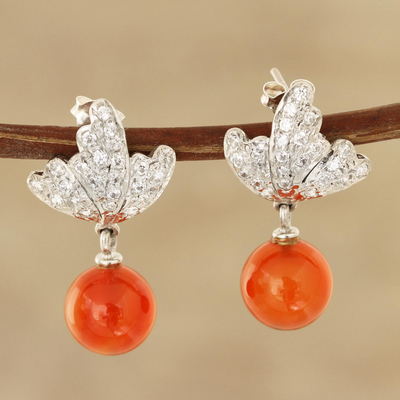 Carnelian dangle earrings, Elegant Persimmon