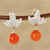 Carnelian dangle earrings, 'Elegant Persimmon' - Carnelian Bead and Sterling Silver Post Dangle Earrings thumbail