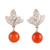 Carnelian dangle earrings, 'Elegant Persimmon' - Carnelian Bead and Sterling Silver Post Dangle Earrings (image 2a) thumbail