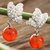 Carnelian dangle earrings, 'Elegant Persimmon' - Carnelian Bead and Sterling Silver Post Dangle Earrings (image 2b) thumbail