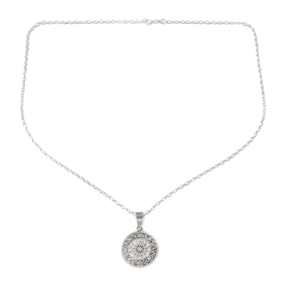 Collar colgante de plata esterlina - Collar con colgante de plata esterlina con patrón celta de la India