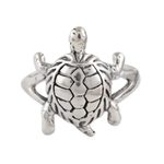 Sterling silver cocktail ring, 'Fascinating Turtle' - Sterling Silver Turtle Cocktail Ring from india