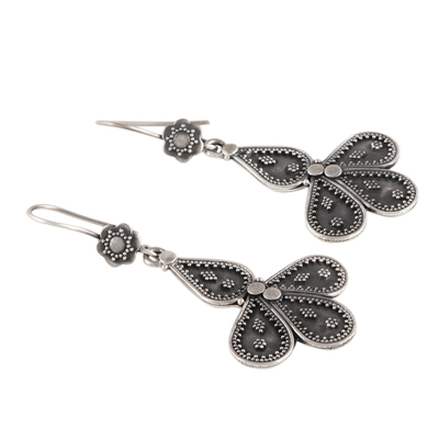 Sterling silver dangle earrings, 'Teardrop Composition' - Teardrop Motif Sterling Silver Dangle Earrings from India