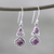 Amethyst dangle earrings, 'Teardrop Delight' - Amethyst and Composite Turquoise Dangle Earrings from India thumbail